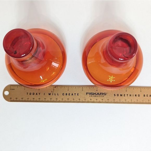 Mid Century Coupe Glass Set of 2 Amber Orange Vintage Retro - Picture 8 of 12